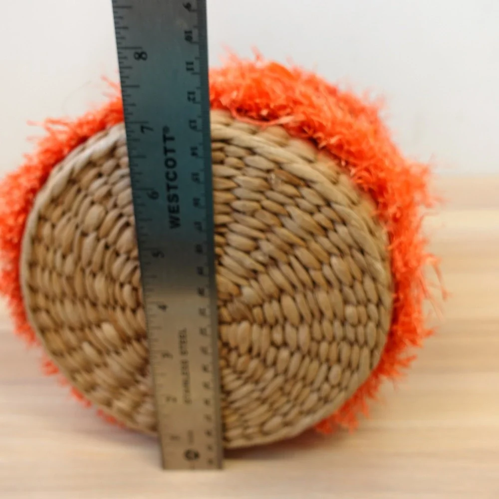 Orange Fringe‎ Straw Bucket Bag Natural Tan Basket Tote Summer Beach Boho KAYU